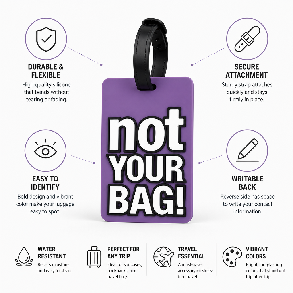 Durable Flexible Silicone Luggage Tag (Writable Back)