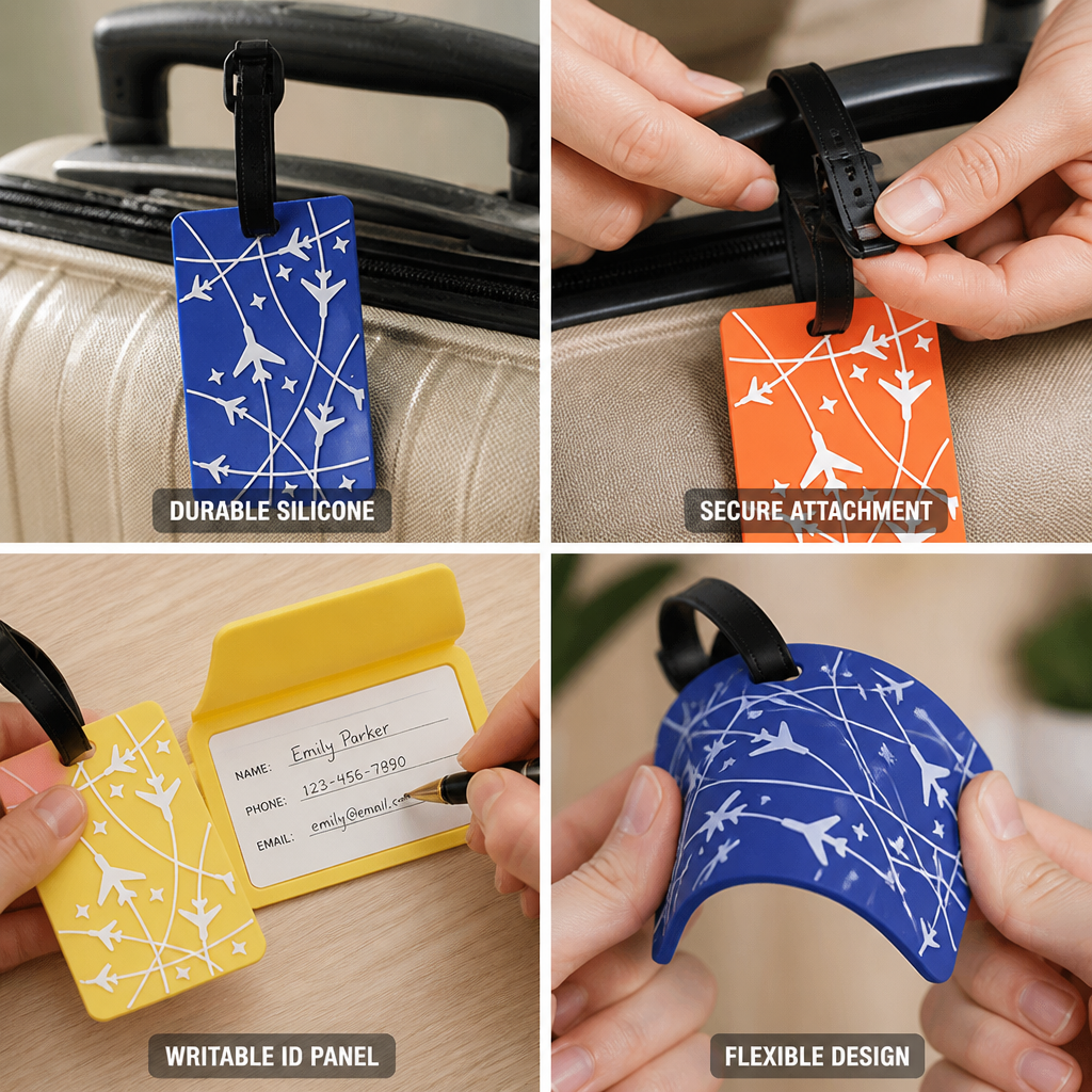 Durable Flexible Silicone Luggage Tag (Writable ID Panel)