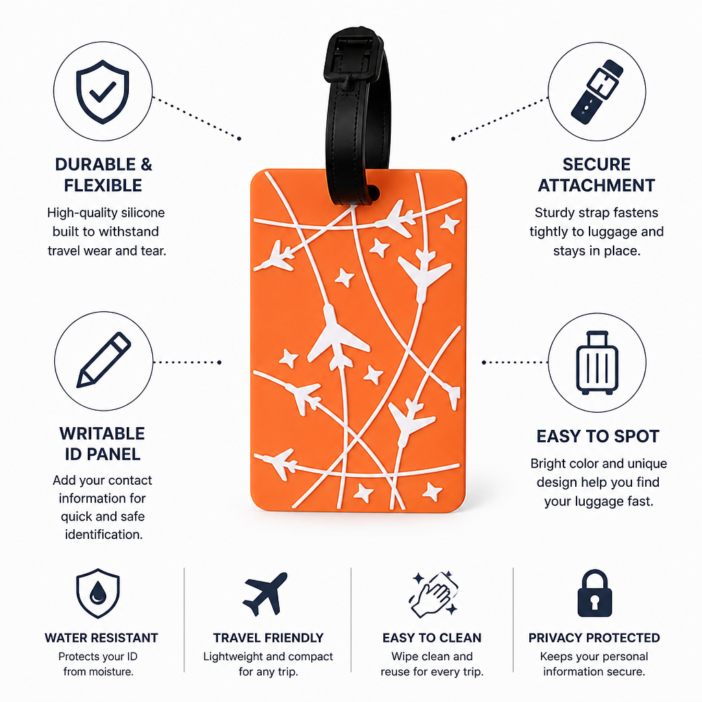 Durable Flexible Silicone Luggage Tag (Writable ID Panel)