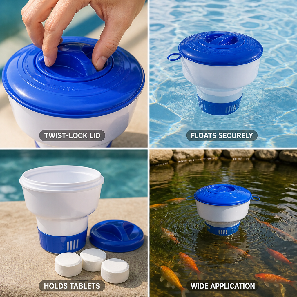 Durable Floating Twist-Lock Pool Chlorine Dispenser