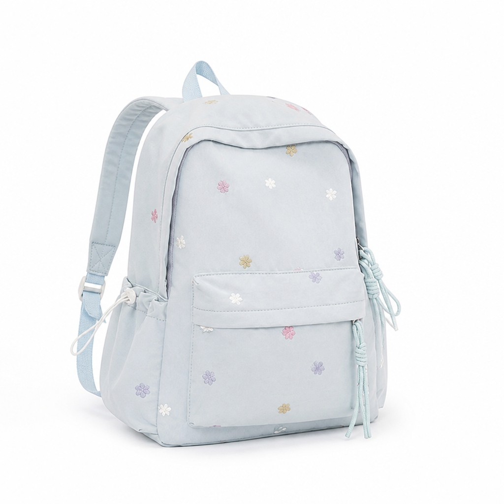 Durable Floral Embroidered School Backpack