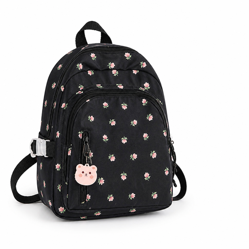 Durable Floral Print School Backpack (Adjustable Straps)