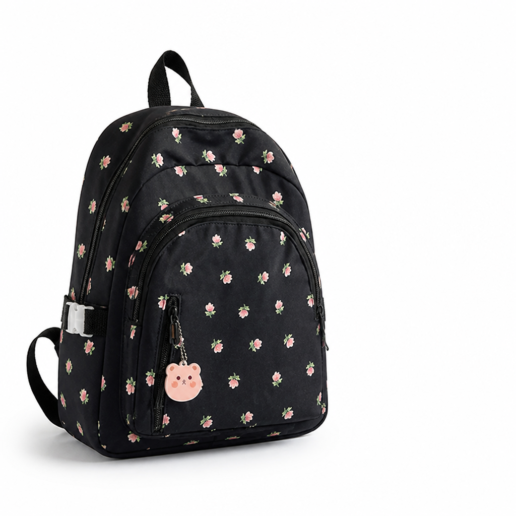Durable Floral Print School Backpack (Adjustable Straps)