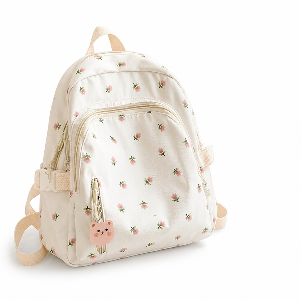 Durable Floral Print School Backpack (Adjustable Straps)