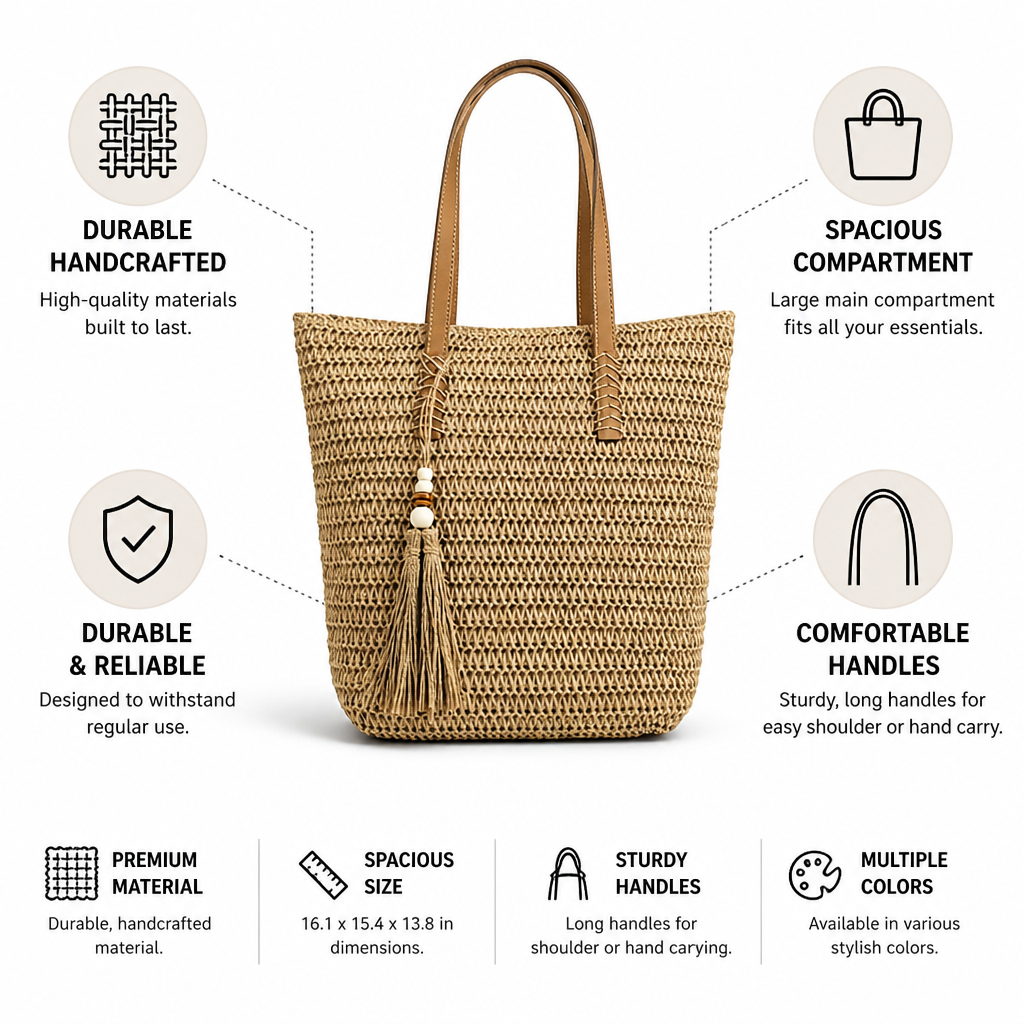 Durable Handcrafted Braided Beach Bag