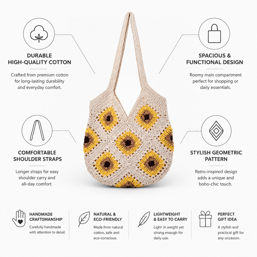 Durable Handmade Cotton Macrame Shopper Bag
