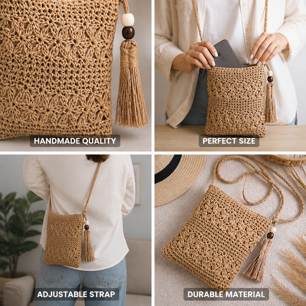 Durable Handmade Macrame Shoulder Bag (Adjustable Strap)