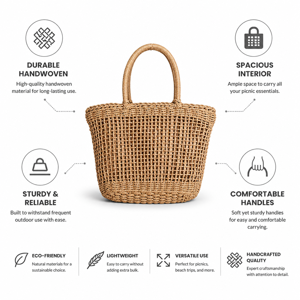 Durable Handwoven & Spacious Picnic Bag