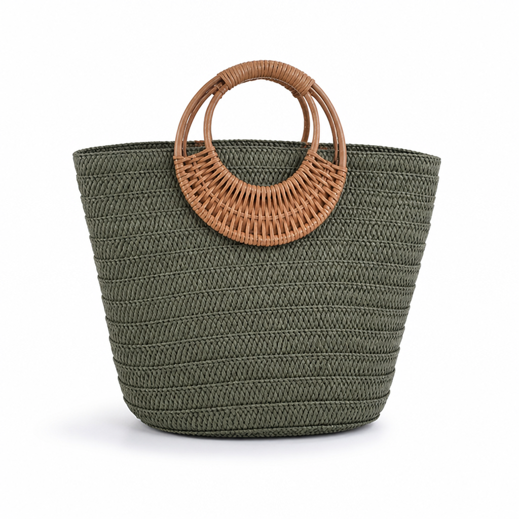 Durable Lightweight Braided-Handle Handbag