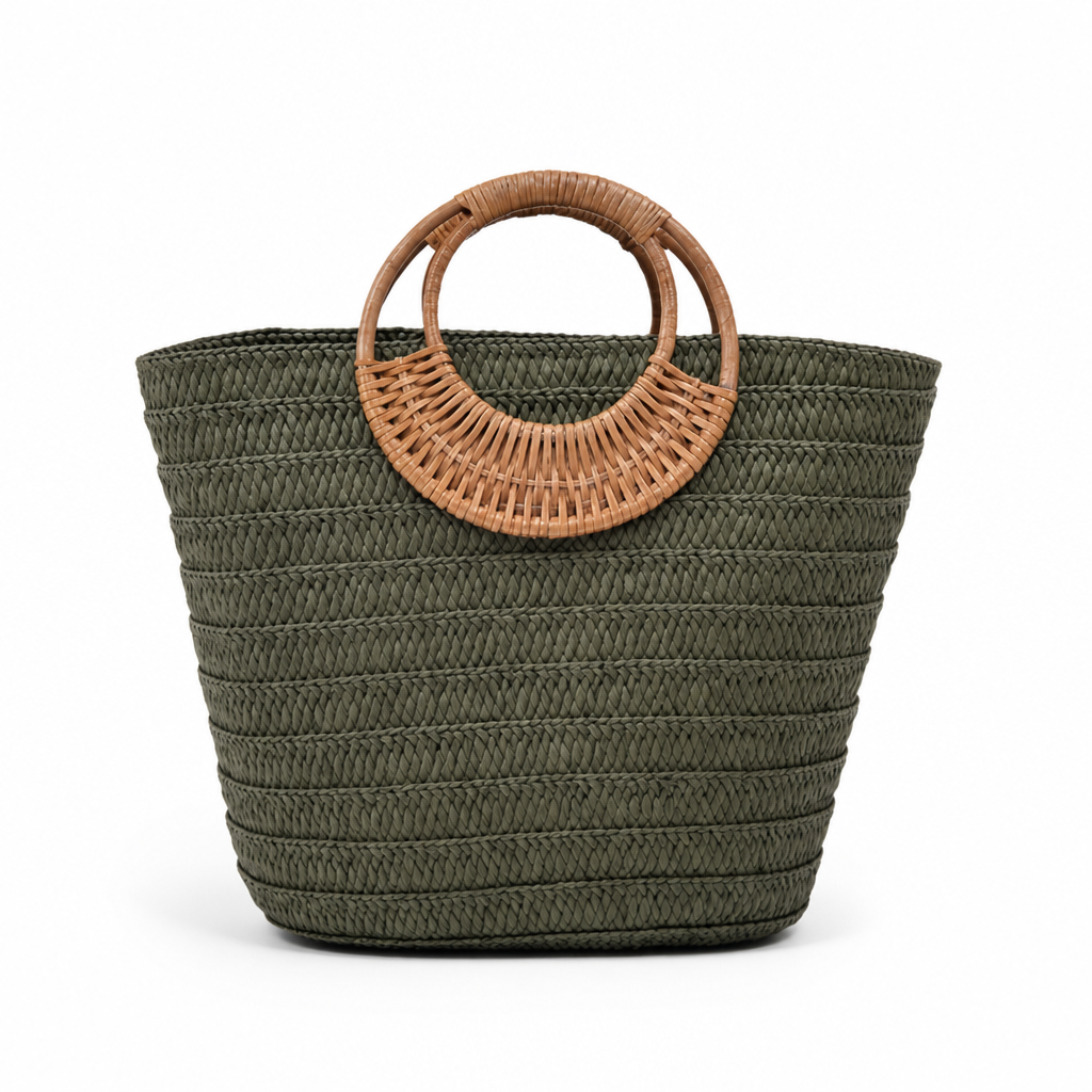 Durable Lightweight Braided-Handle Handbag