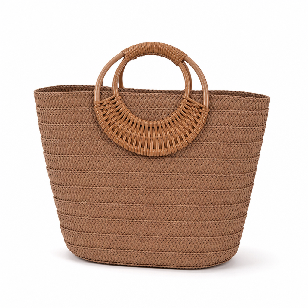 Durable Lightweight Braided-Handle Handbag