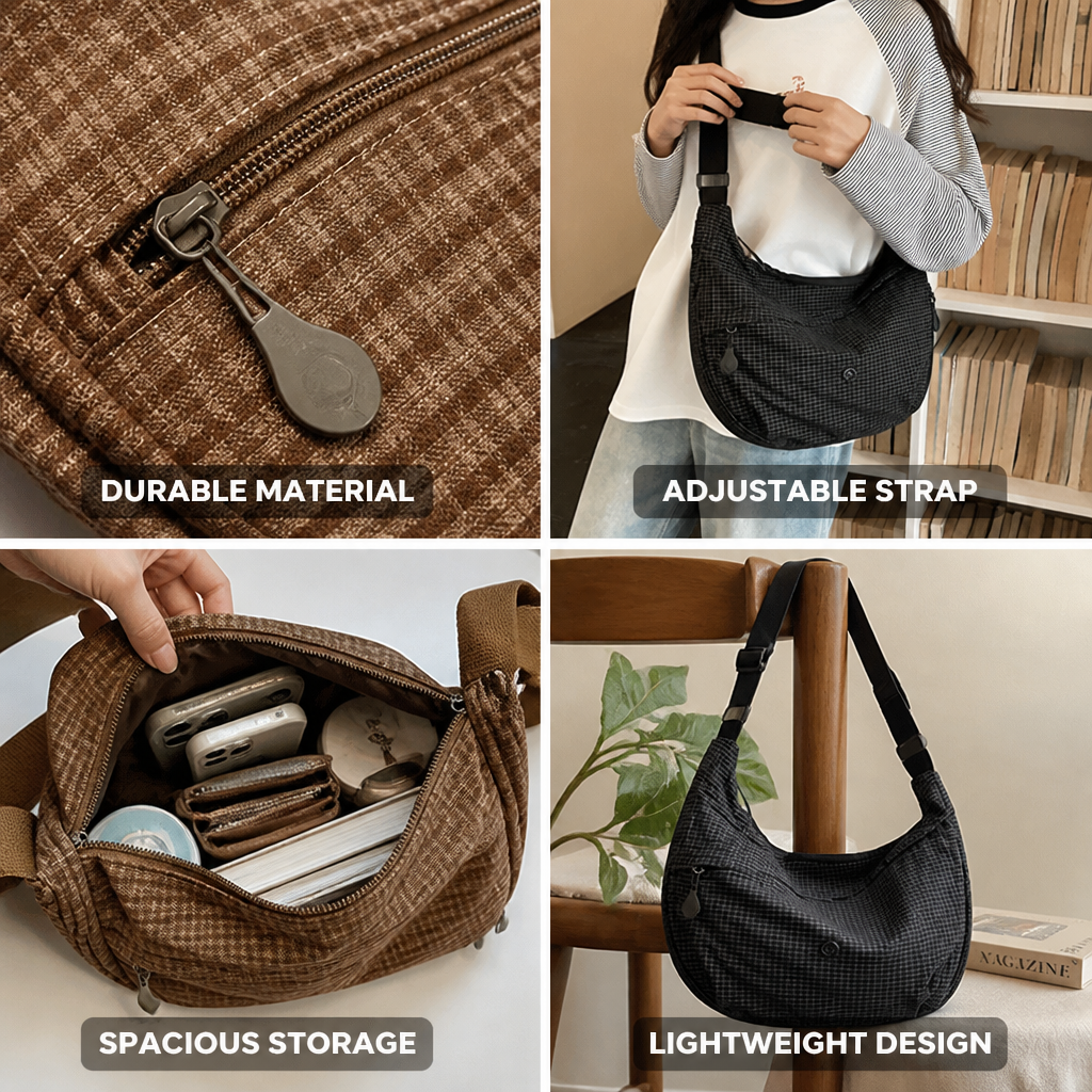 Durable Lightweight Checkered Sling Bag