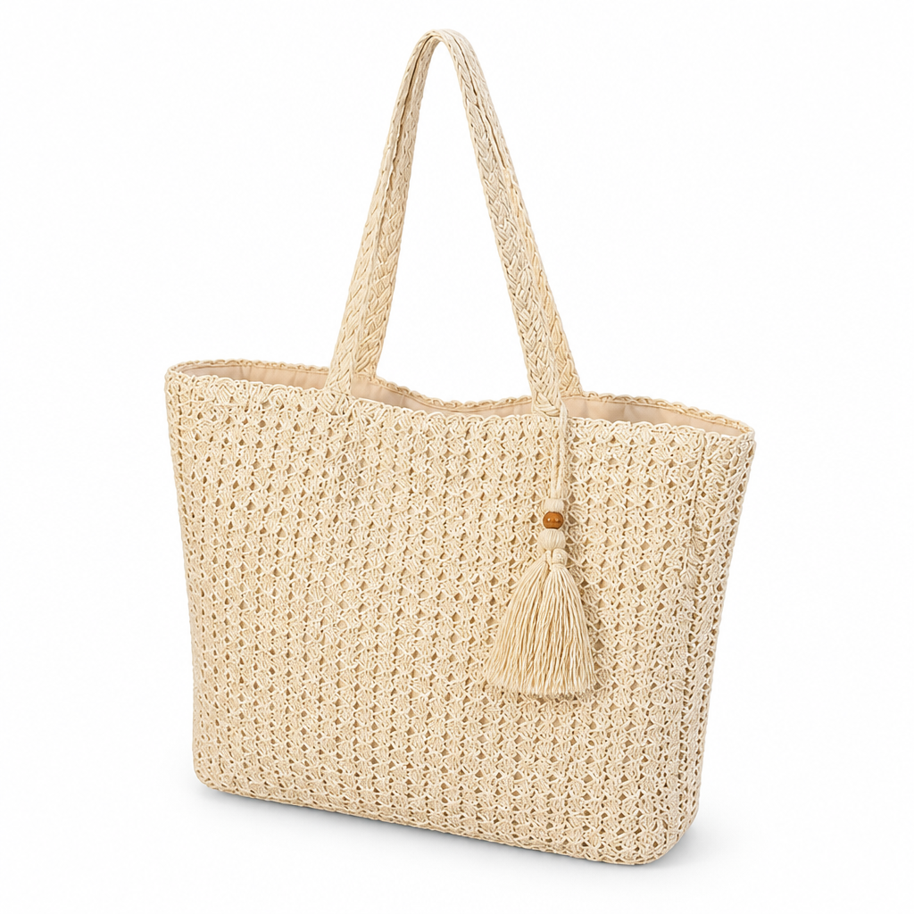 Durable & Lightweight Handwoven Straw Beach Tote