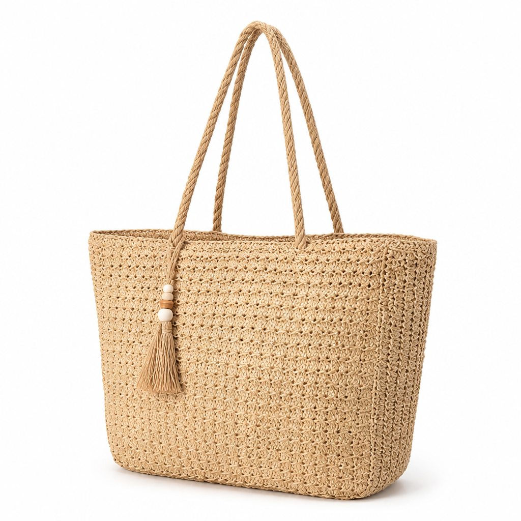 Durable & Lightweight Handwoven Straw Beach Tote
