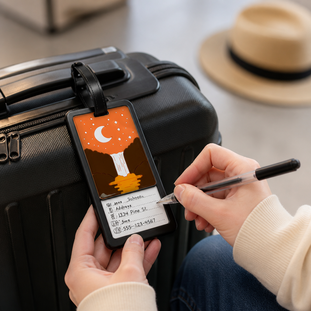 Durable Mountain Sunset Writable Luggage Tag