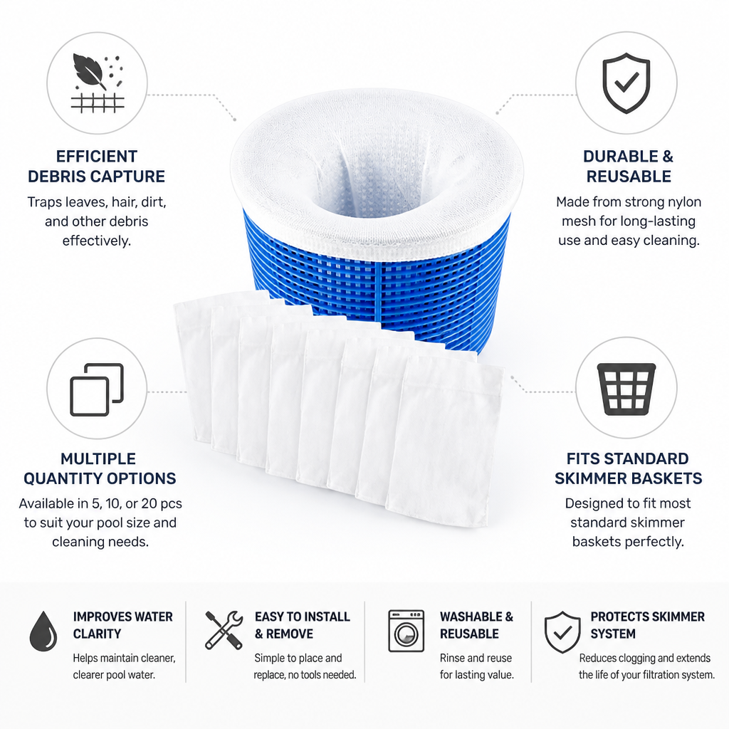 Durable Nylon Mesh Pool Skimmer Filter Socks