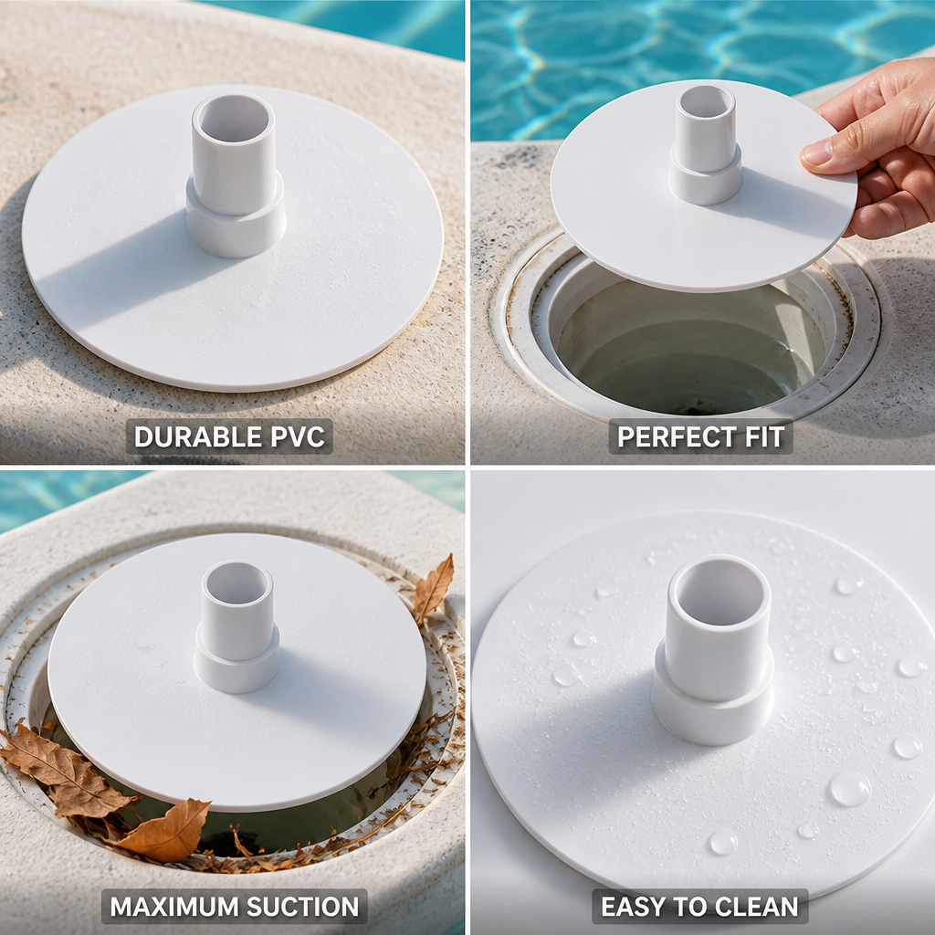 Durable PVC Universal Fit Pool Skimmer Vacuum Plate (7 in)