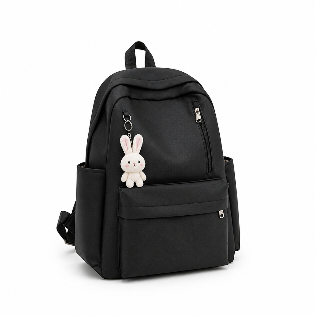 Durable Padded Straps & Multi-Pocket School Backpack (Bunny Charm)