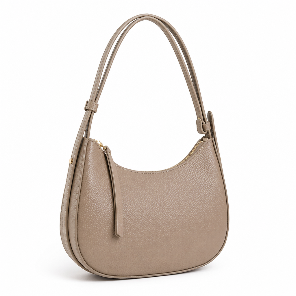 Durable Pebbled Leather Zipper Hobo Bag