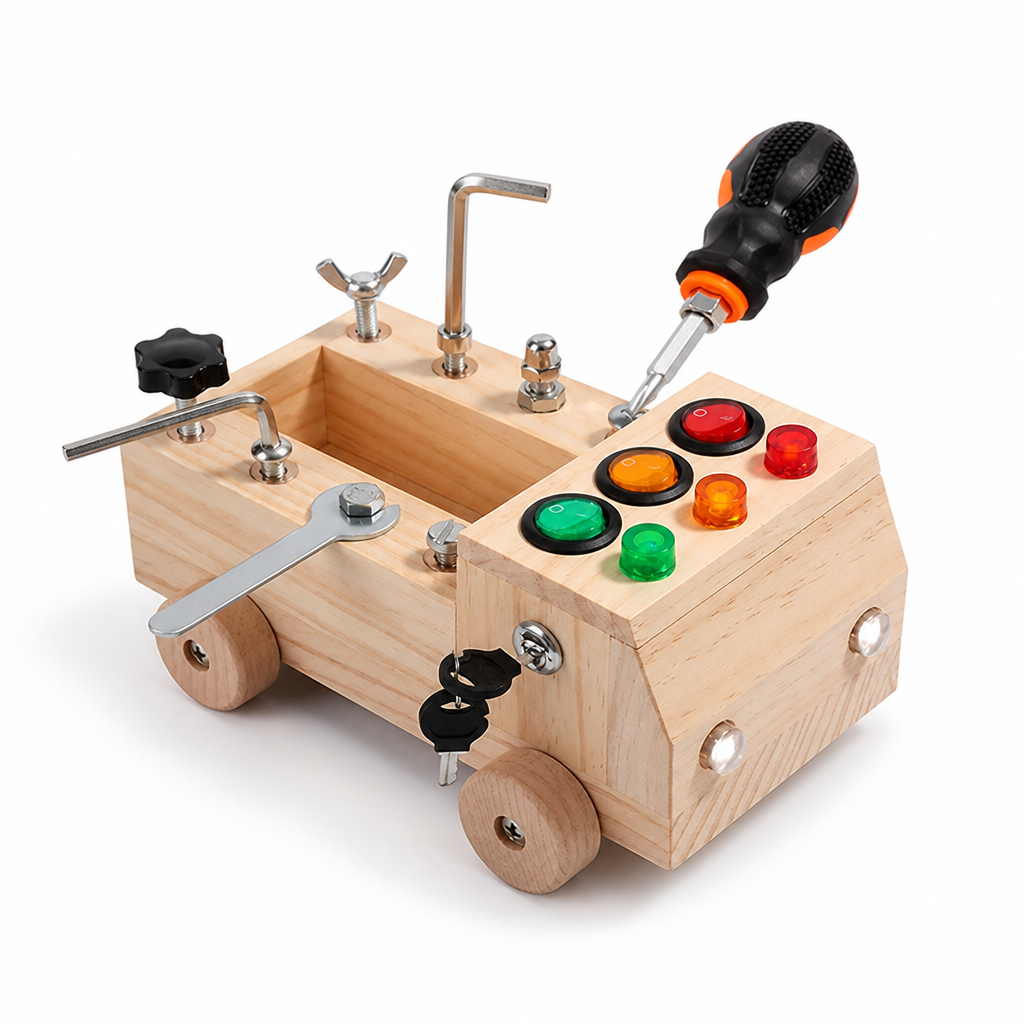 Durable Plywood Interactive LED Busy Board (Ages 3-12)