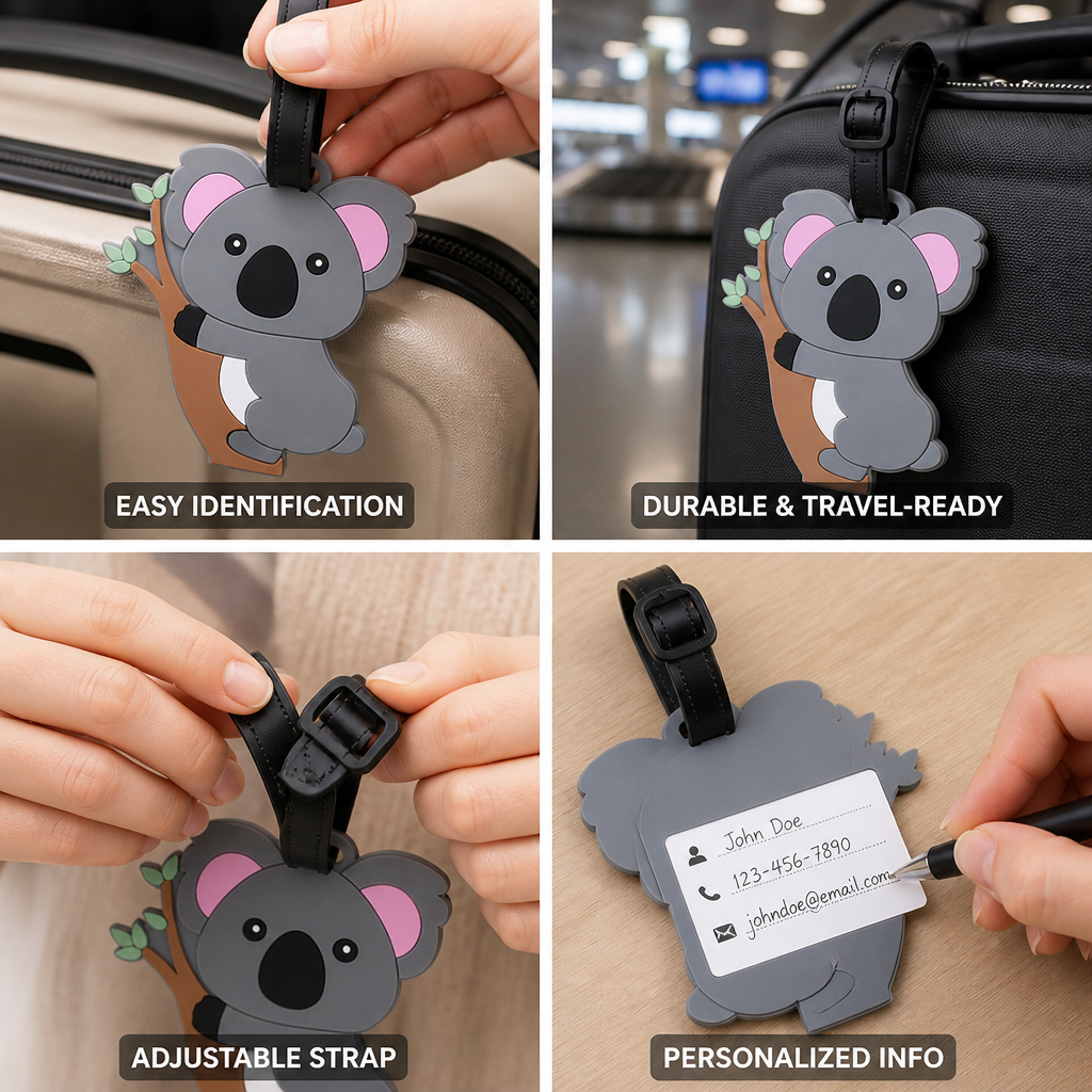 Durable Rubber Koala-Shaped Luggage Tag (Adjustable Strap)
