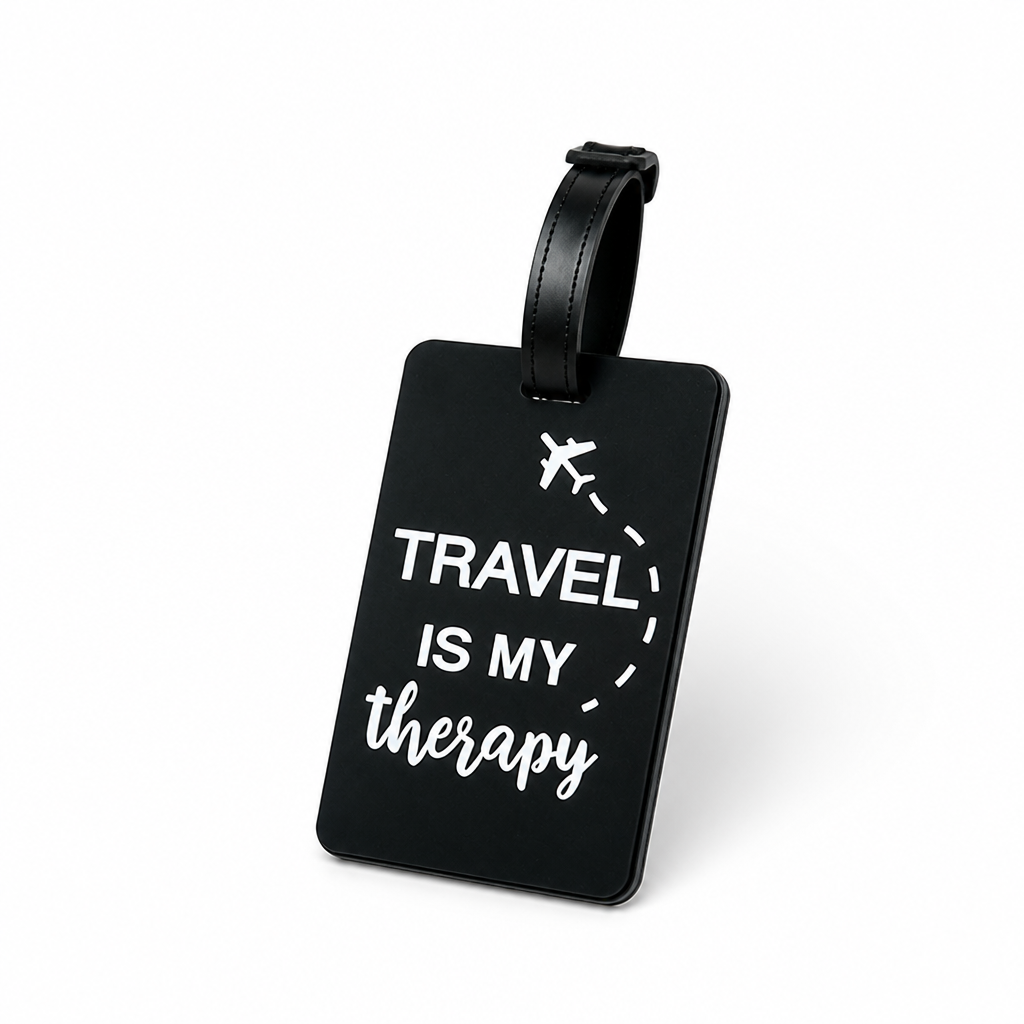 Durable Secure Strap & Writable ID Luggage Tag (Airplane Graphic)