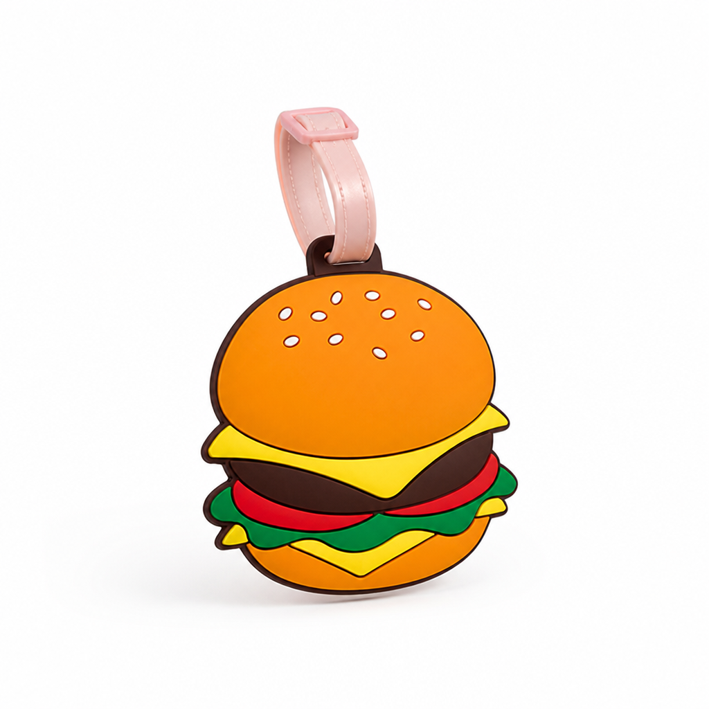 Durable Silicone Adjustable Strap Hamburger Luggage Tag (With ID Card)