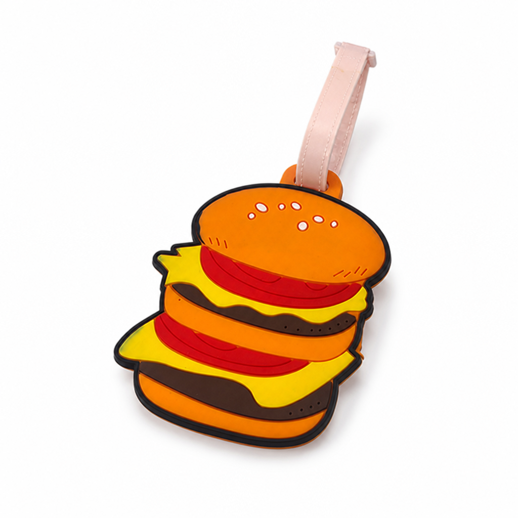 Durable Silicone Adjustable Strap Hamburger Luggage Tag (With ID Card)