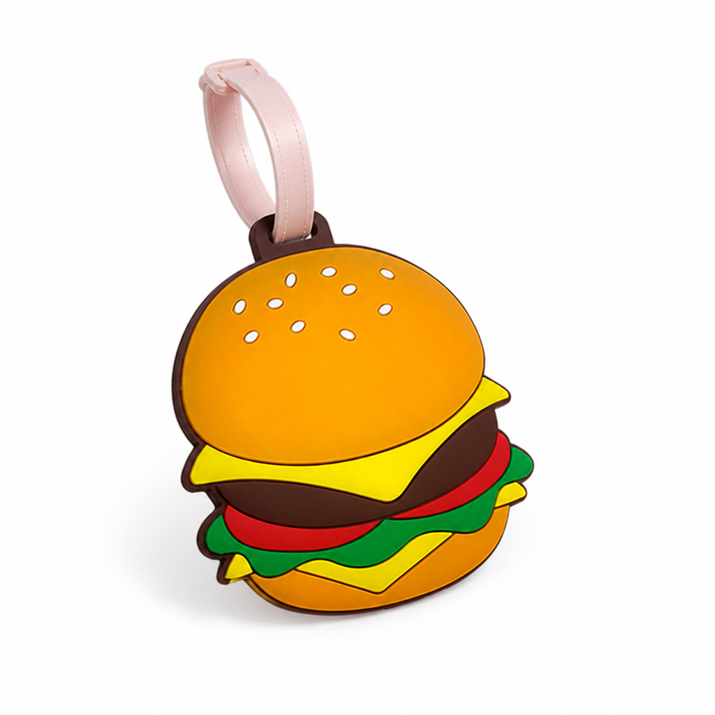 Durable Silicone Adjustable Strap Hamburger Luggage Tag (With ID Card)