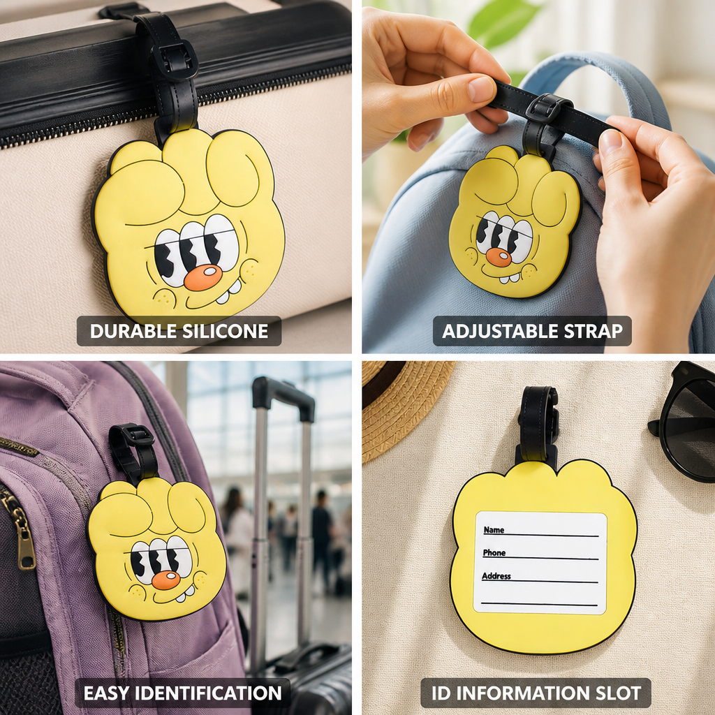 Durable Silicone Adjustable Strap Kids Luggage Tag (With ID Slot)