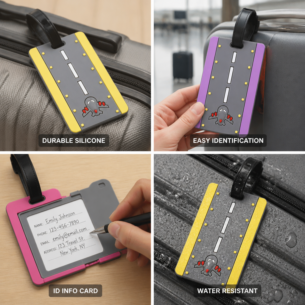 Durable Silicone Airplane Runway Luggage Tag (With ID Card)