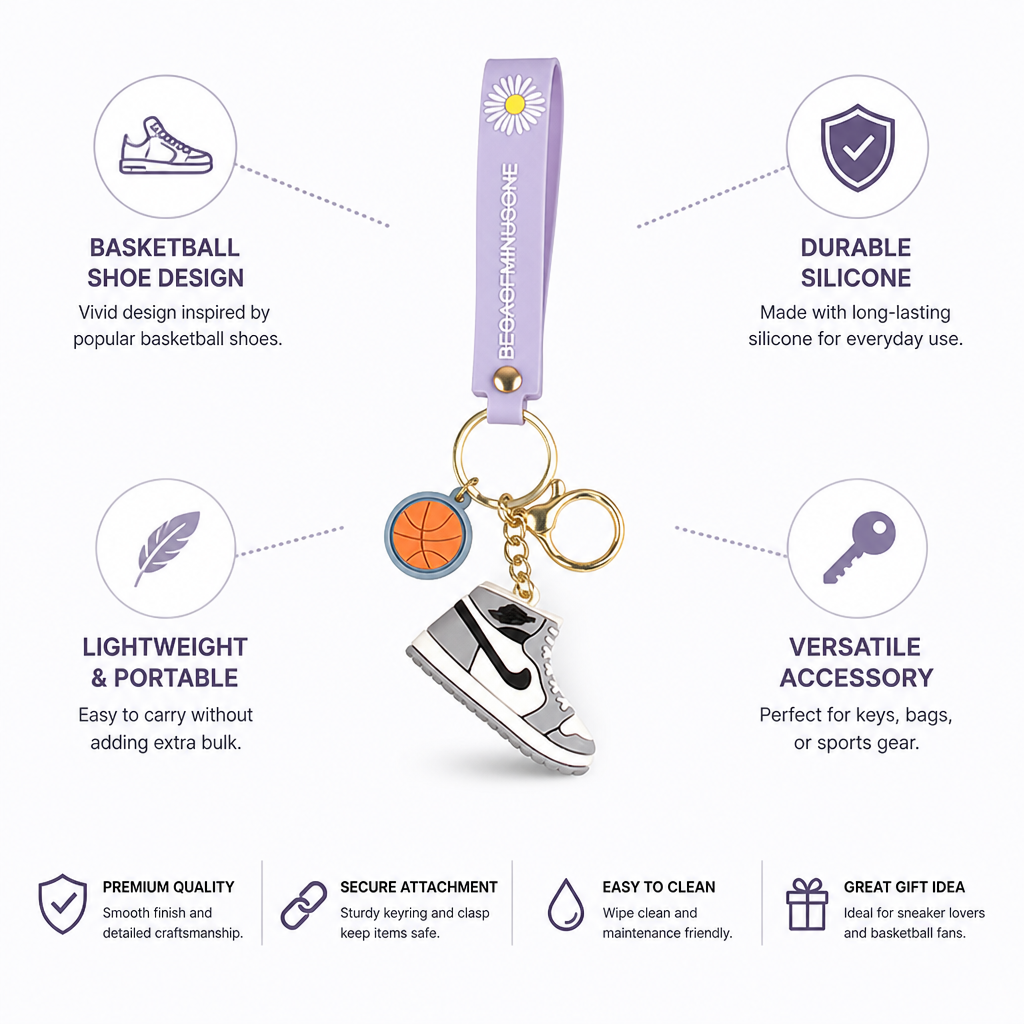Durable Silicone Basketball Shoe Keychain
