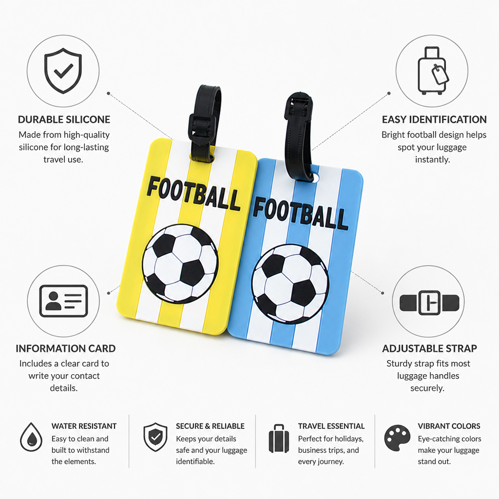 Durable Silicone Football Luggage Tag (Adjustable Strap)