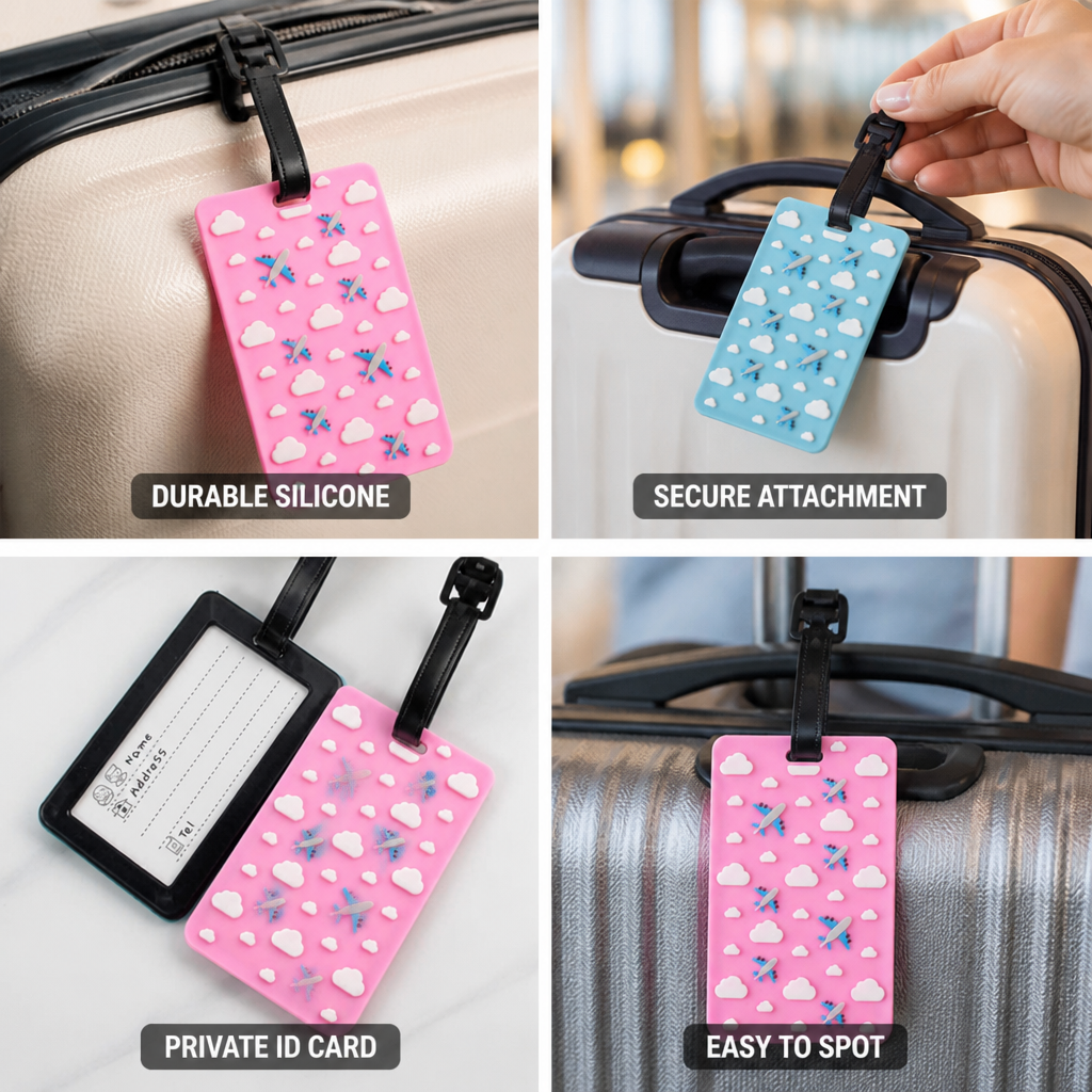 Durable Silicone Luggage Tag (Adjustable Strap & ID Holder)