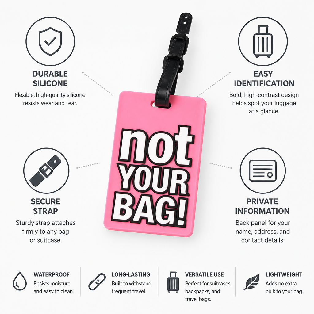 Durable Silicone Luggage Tag (Secure Strap, Not Your Bag Print)