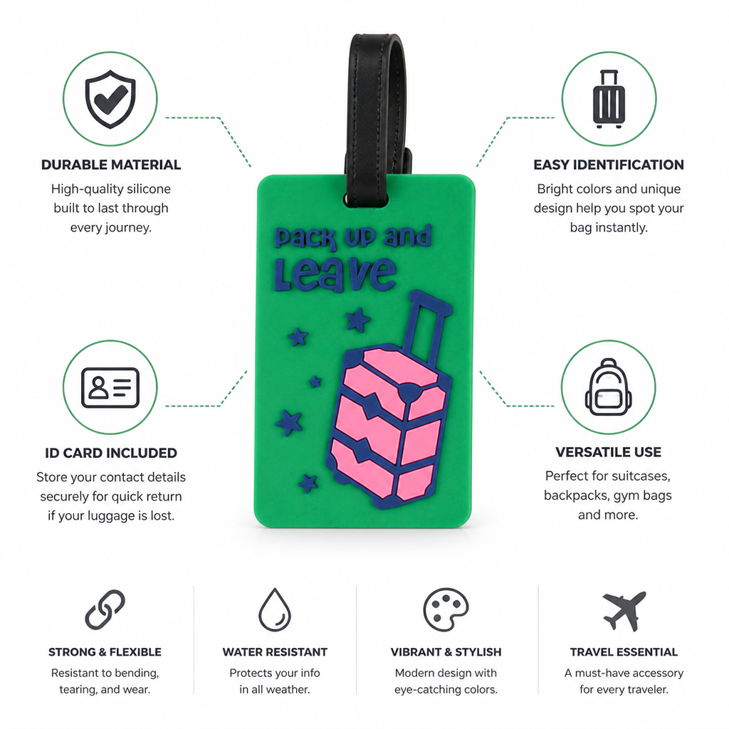 Durable Silicone Luggage Tag (With ID Card)