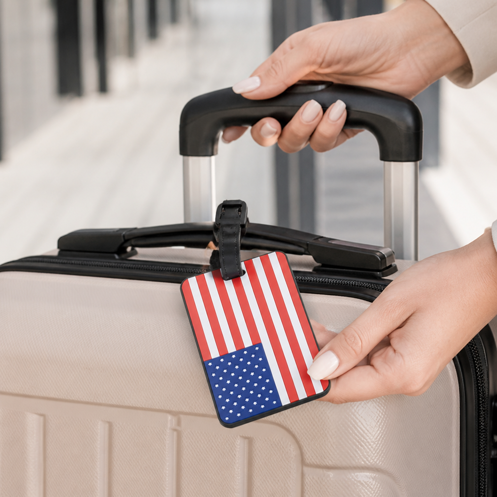 Durable Silicone Patriotic Luggage Tag (Writable ID Card, Adjustable Strap)