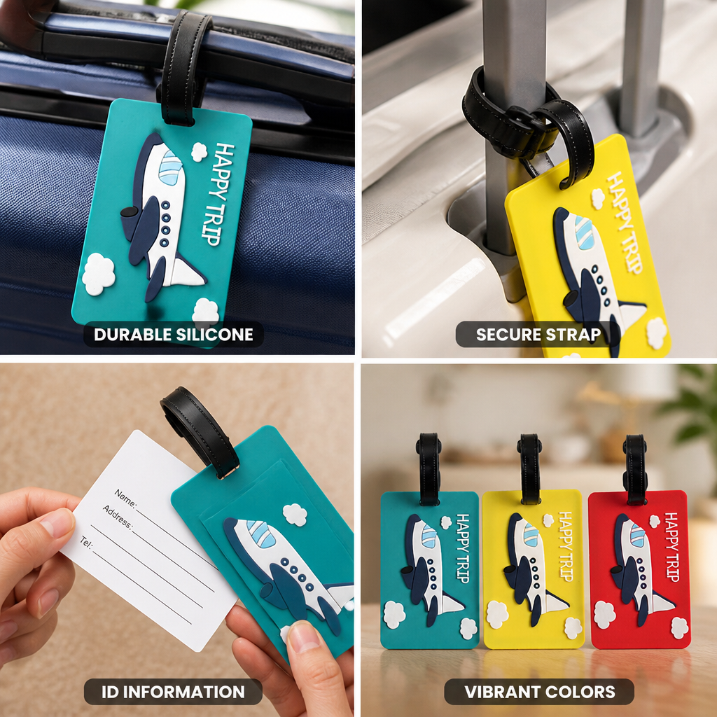 Durable Silicone & Secure Strap Airplane Luggage Tag