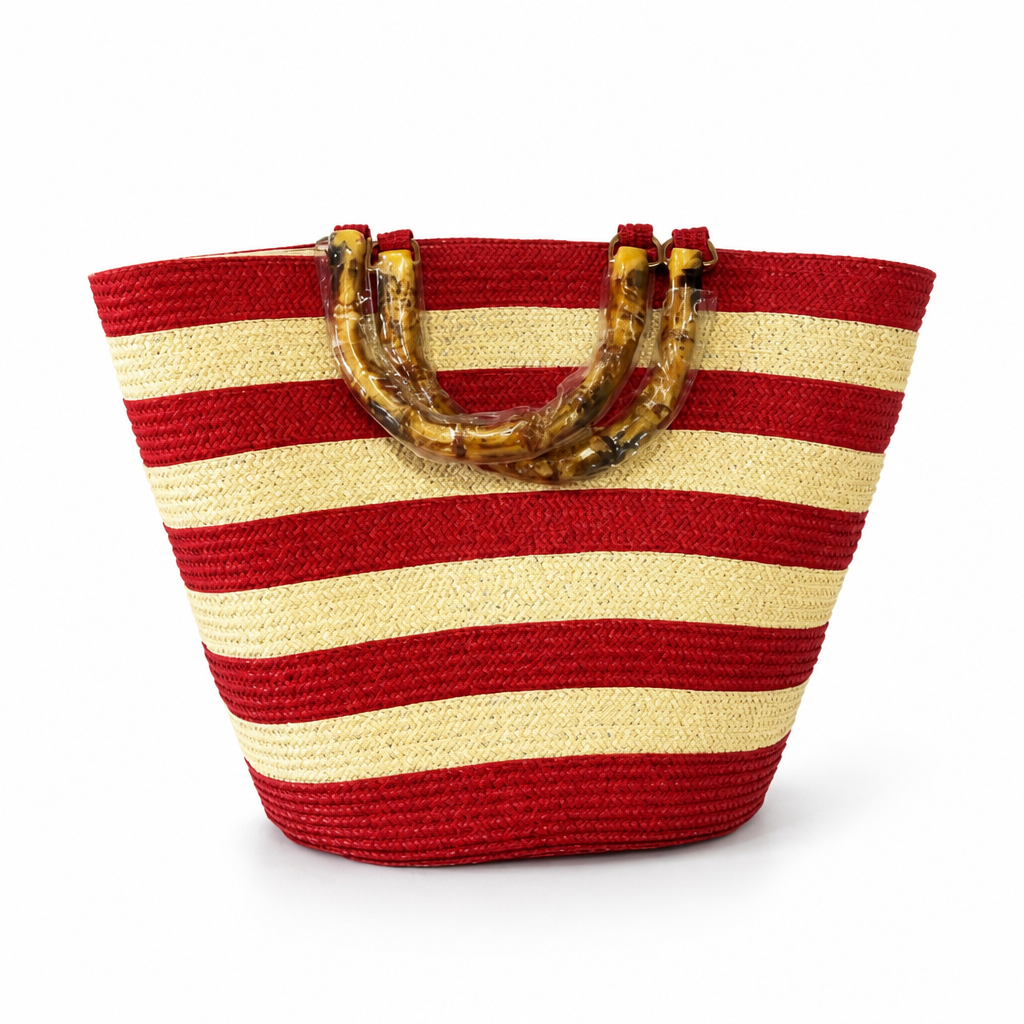Durable Spacious Two-Tone Stripe Beach Bag