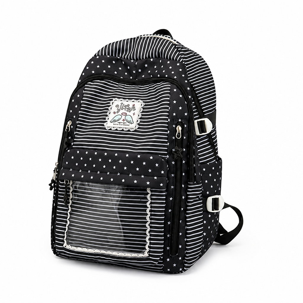 Durable Star-Patterned Multi-Pocket School Backpack