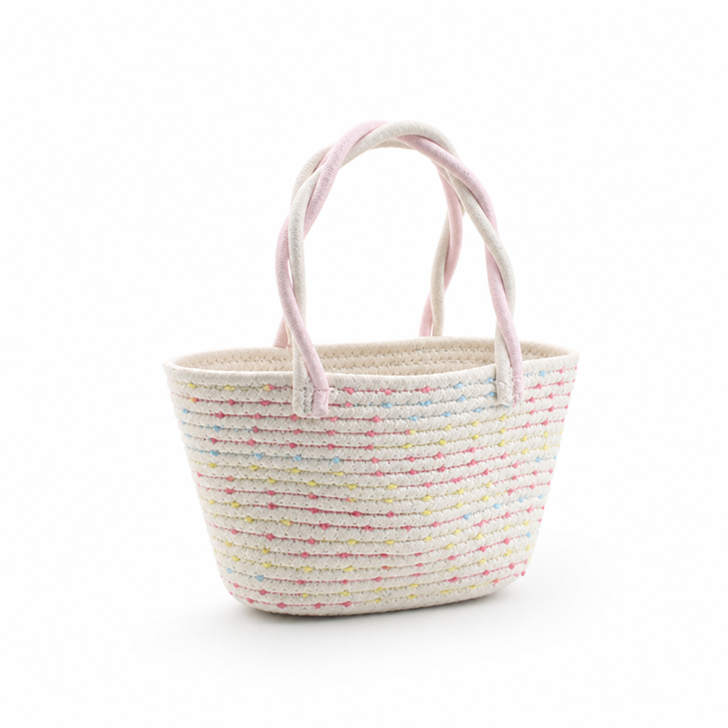 Durable Straw Tote Bag (Colorful Accents)