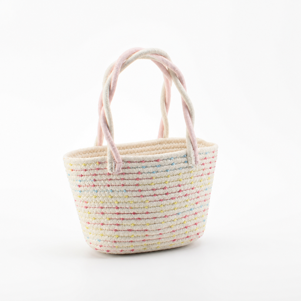 Durable Straw Tote Bag (Colorful Accents)