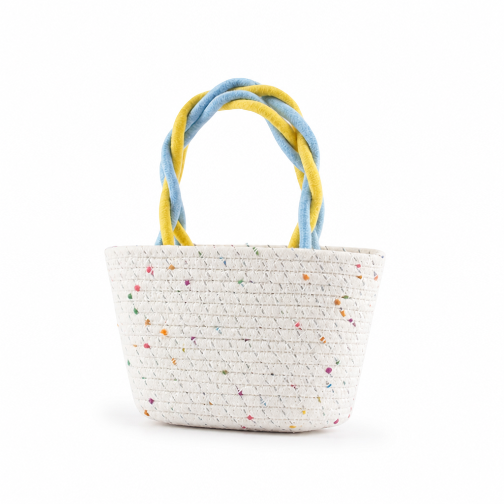 Durable Straw Tote Bag (Colorful Accents)