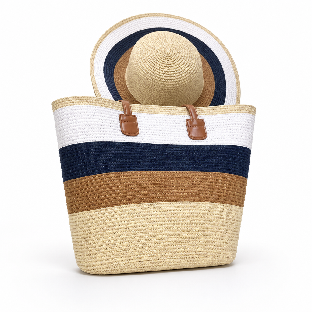 Durable Striped Beach Tote (Ergonomic Handles)