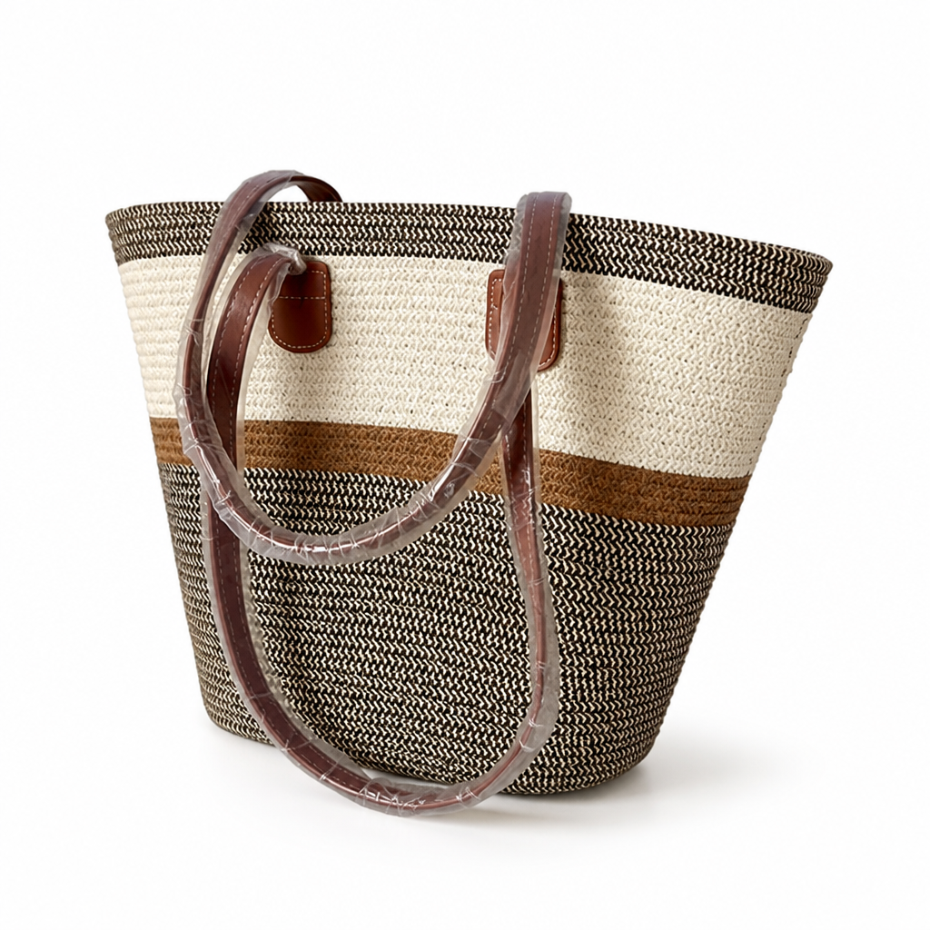 Durable Striped Beach Tote (Ergonomic Handles)