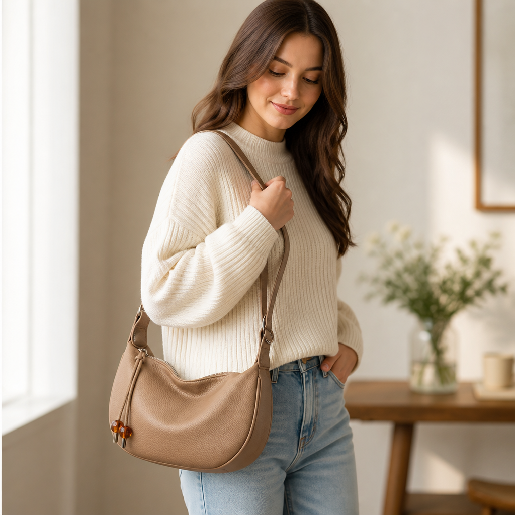 Durable Textured Leather Sling Bag