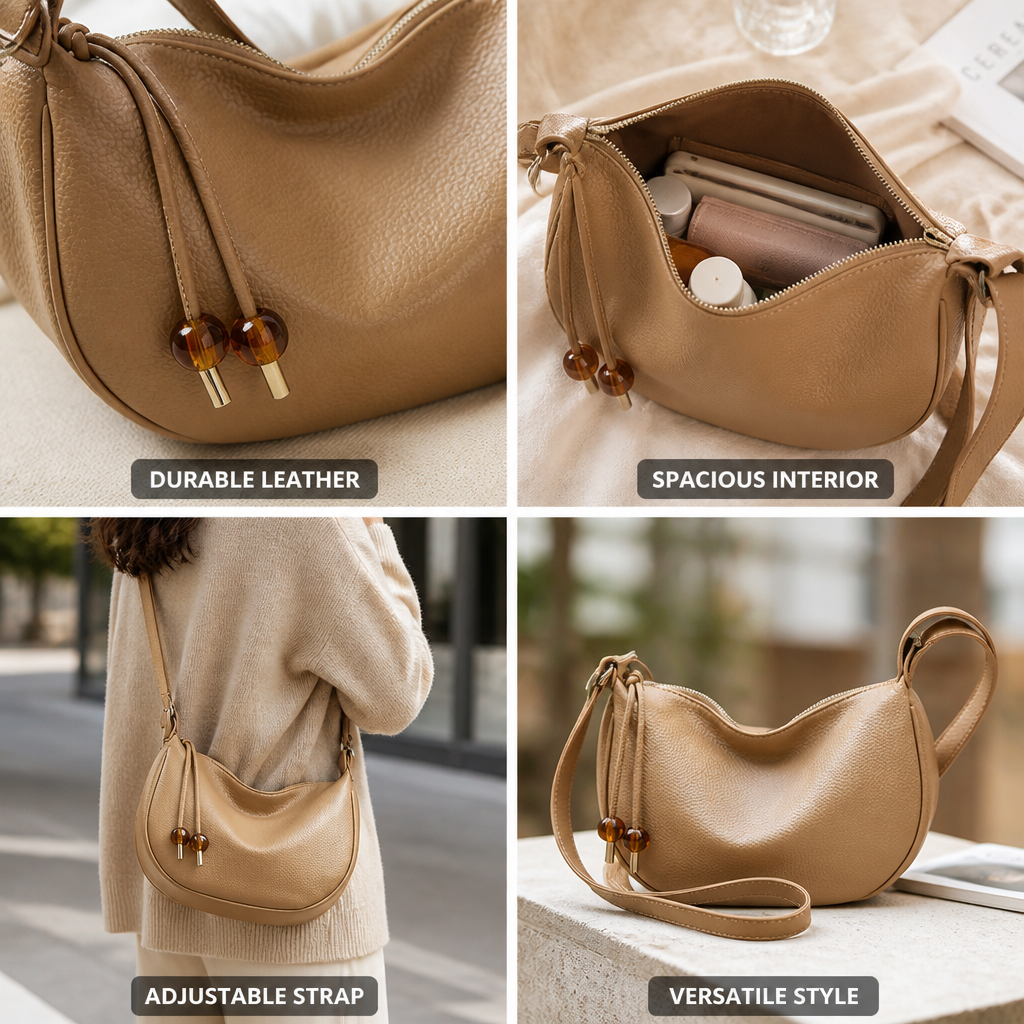 Durable Textured Leather Sling Bag