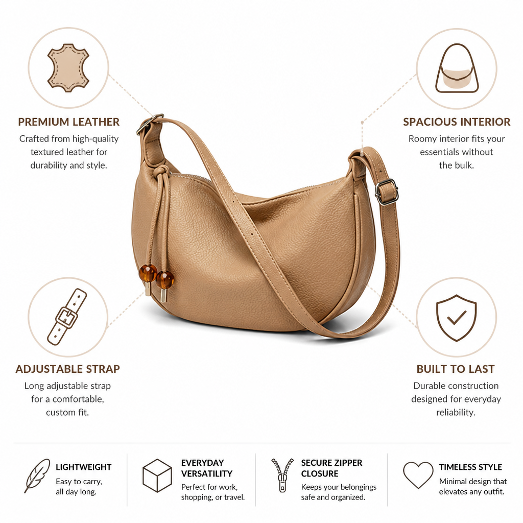 Durable Textured Leather Sling Bag