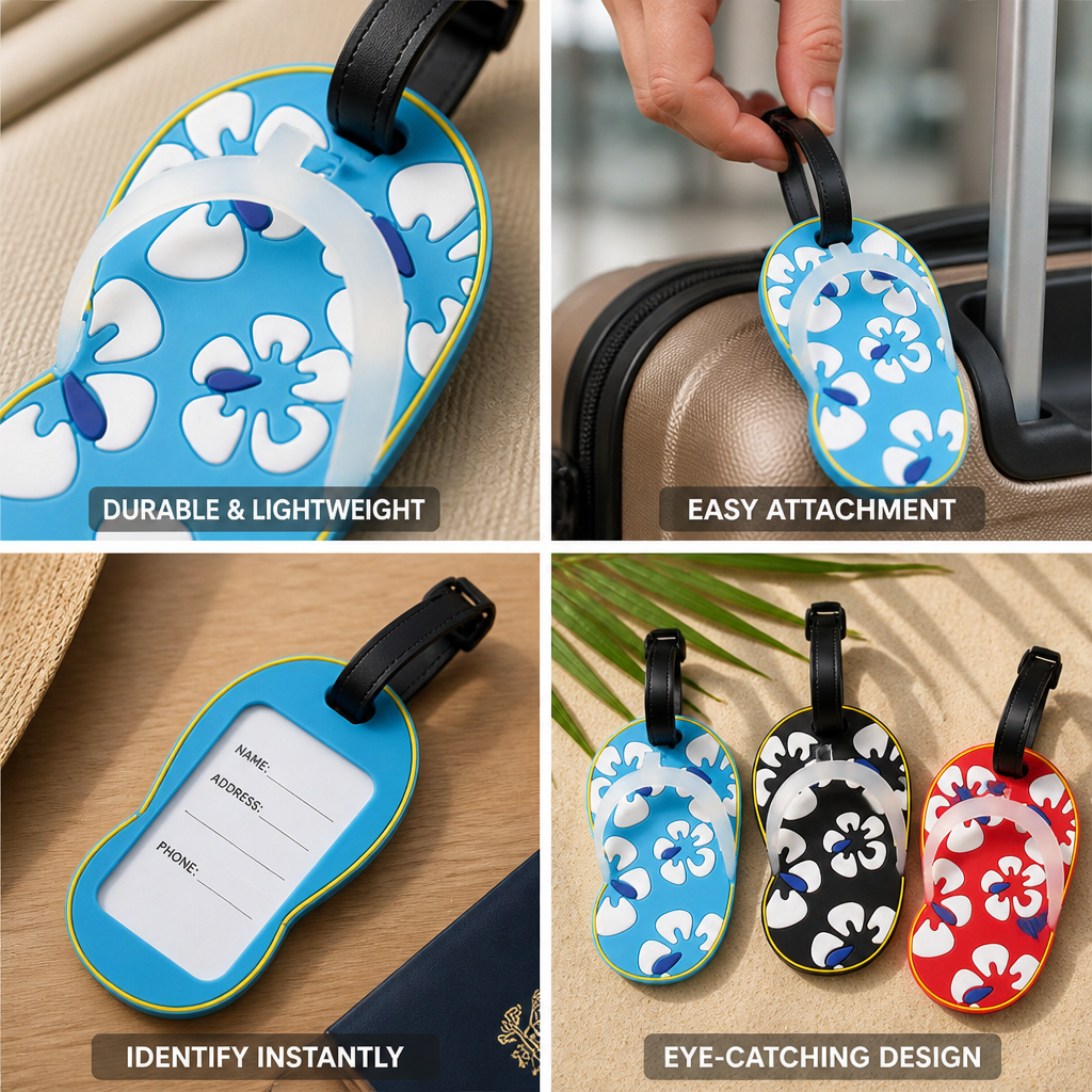 Durable Tropical Flip-Flop Luggage Tag (Elastic Strap)