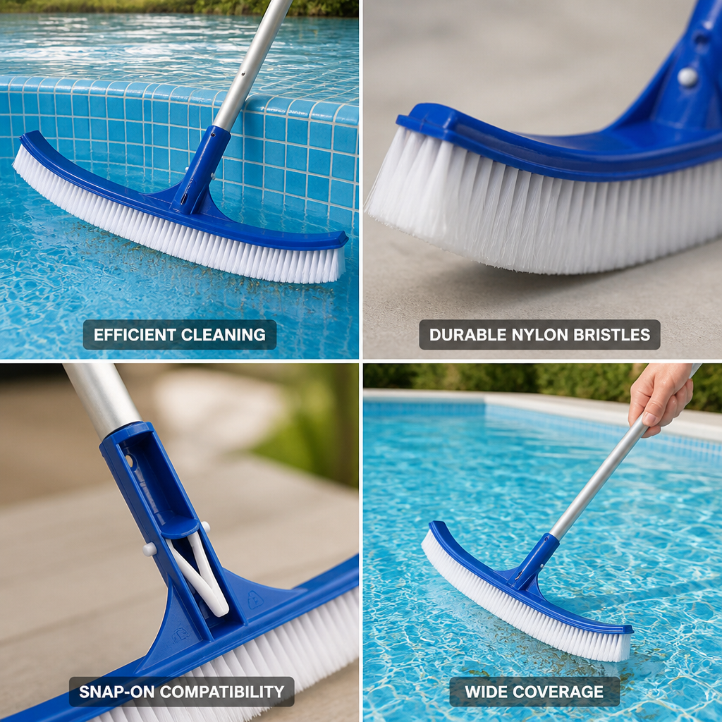 Durable UV-Resistant Nylon Curved Pool Brush (18 Inch)